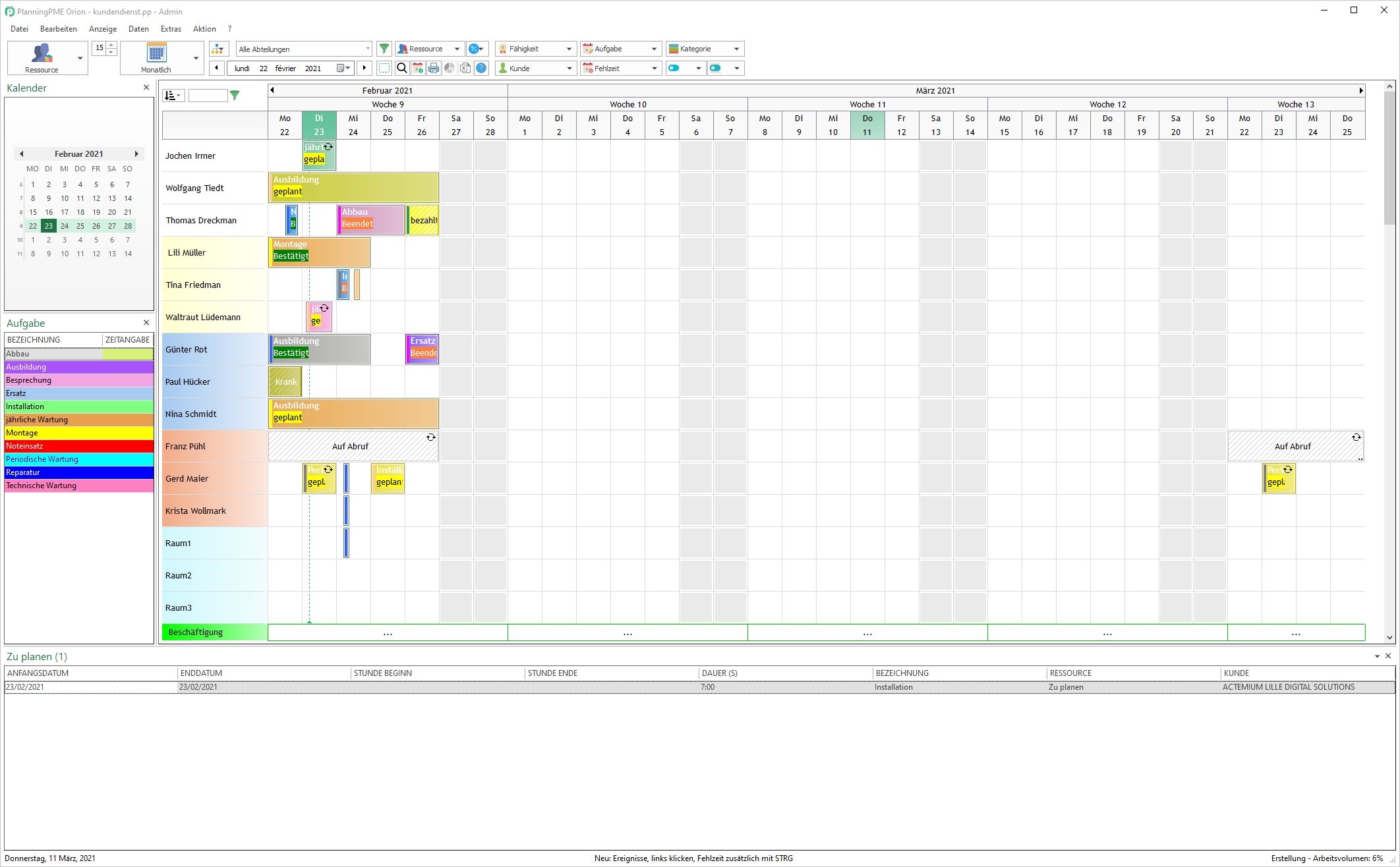 Monatliche Planung