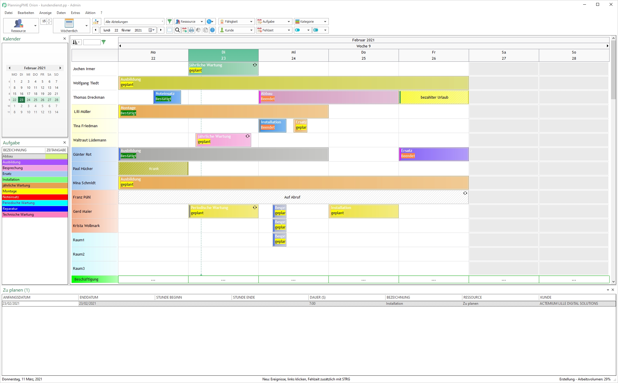 Wchentliche Planung