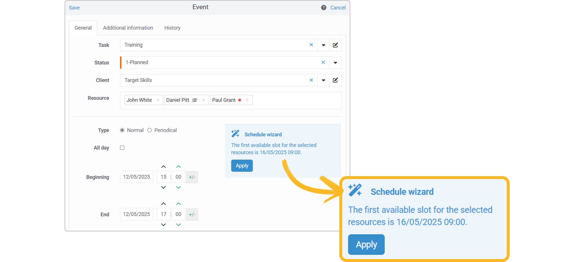 Nach dem ersten verfügbaren Slot suchen